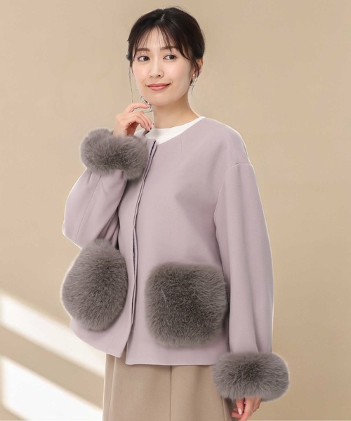 セール】ポケットファー付きコクーンショートコート/MM448602（その他