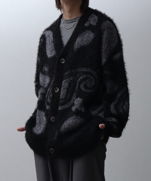 シャギー×モヘアタッチファー オーバーサイズ ニットカーディガン
