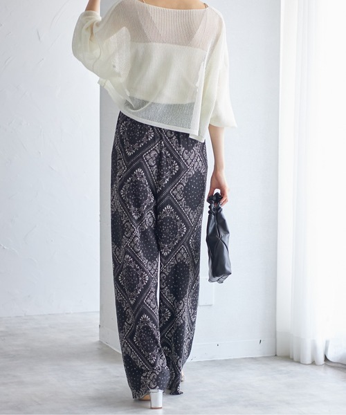 セルフカット無地＆アソート柄リラックスパンツ（その他パンツ）｜each