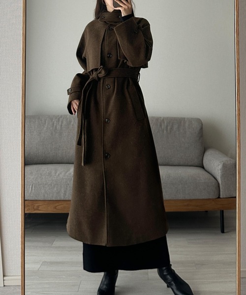 セール】2wayステンカラーロングコート（ステンカラーコート）｜Louere