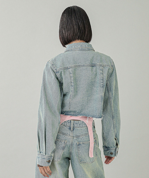 X-girl（エックスガール）の「OVERDYED ZIP UP DENIM JACKET（デニム
