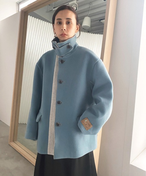 Ameri（アメリ）の「BI COLOR OVER MIDI COAT（ピーコート）」 - WEAR