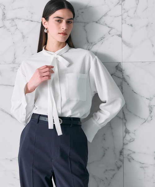 バックサテンストレッチボウタイブラウス（シャツ/ブラウス）｜N.O.R.C