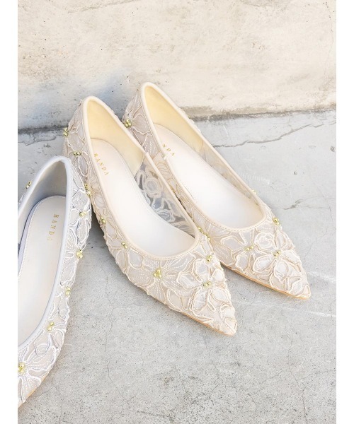 RANDA（ランダ）の「フラワーレースフラットパンプス（パンプス）」 - WEAR