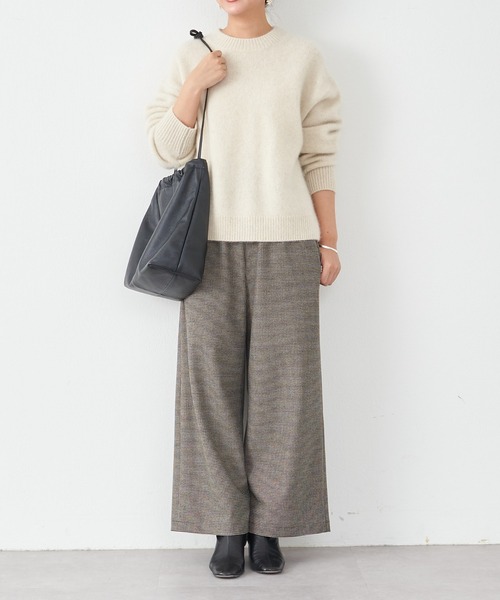 BEARDSLEY（ビアズリー）の「起毛チェックウエストリブパンツ：低身長