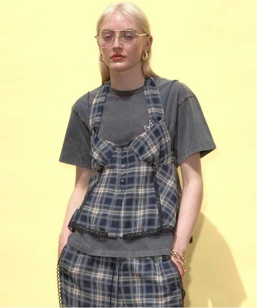MAISON SPECIAL（メゾンスペシャル）の「Plaid Halter Peplum Sheer