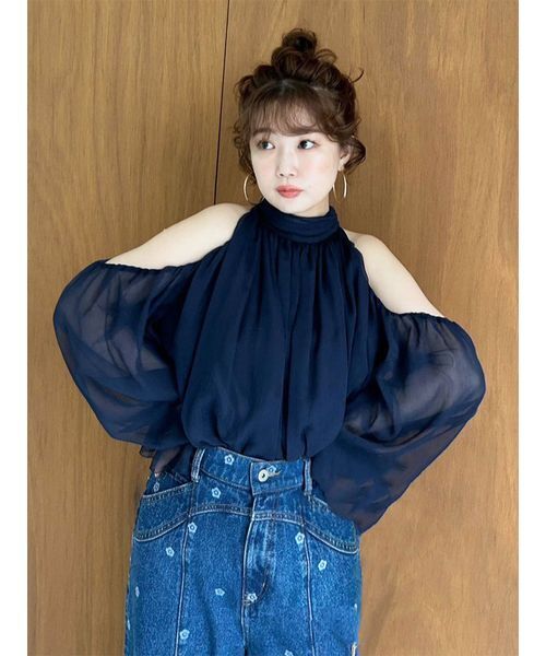 セール】【WEB限定カラー】ドレープボウタイシフォンブラウス（シャツ