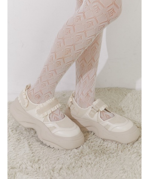 merry jenny（メリージェニー）の「フリルメッシュベルクロスニーカー