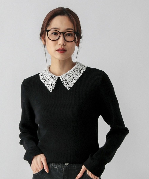 セール】メルティレース襟2WAYプルオーバー/579672（ニット/セーター