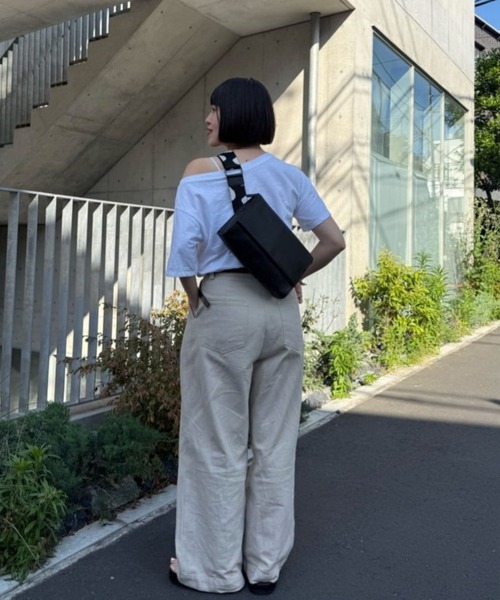 セール】《本革/470g》ワイドテープショルダーバッグ/ボディバッグ