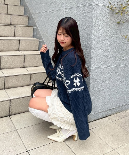 セール】【HolidayCollection】カウチン風ニットプルオーバー（ニット