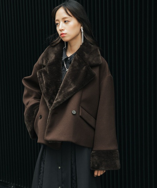 HARE（ハレ）の「ウーリーテックフェイクファーショートコート(HARE