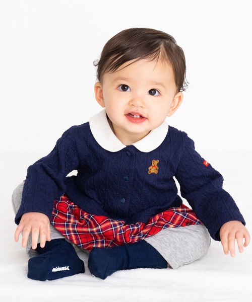 MIKI HOUSE（ミキハウス）の「ミキハウスチェックベアカバーオール