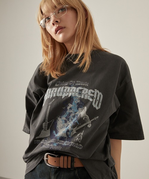 Snap club】ビッグシルエットヴィンテージ加工グラフィックTシャツ（T