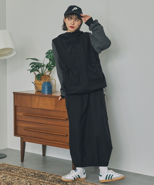 セットアップ対応】フード付きナイロンベスト MONO-MART LADY'S│MONO