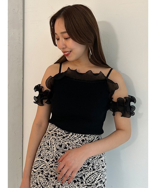 SNIDEL（スナイデル）の「Sustainableプリーツフリルドッキングニット