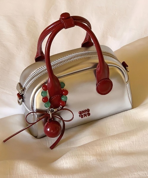 セール】モチーフチャーム付き シルバー ミニバッグ 韓国ファッション