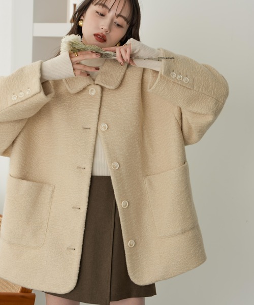 hinari（ヒナリ）の「ステンカラーシャギーミドルコート（その他