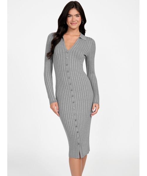 LS Vn Rib Miranda Sweater Dress ワンピース ドレス | GUESS(ゲス