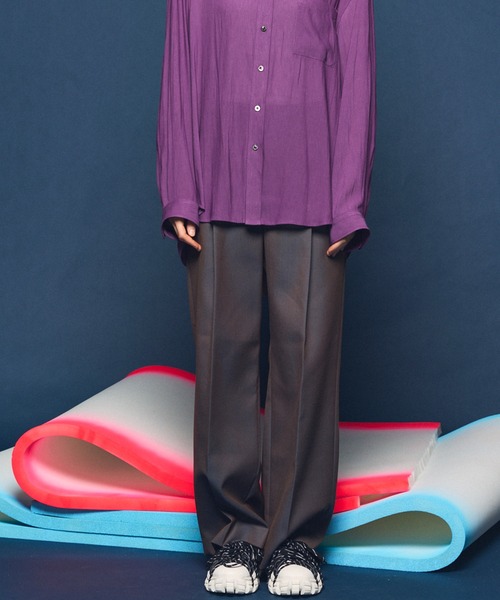 UNISEX》4 Colors Chambray Washable Wool Prime-Wide One Tuck Wide