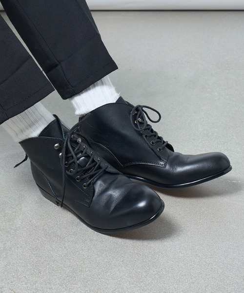 PADRONE バックジップ レースアップ チャッカブーツ 42 ブラック