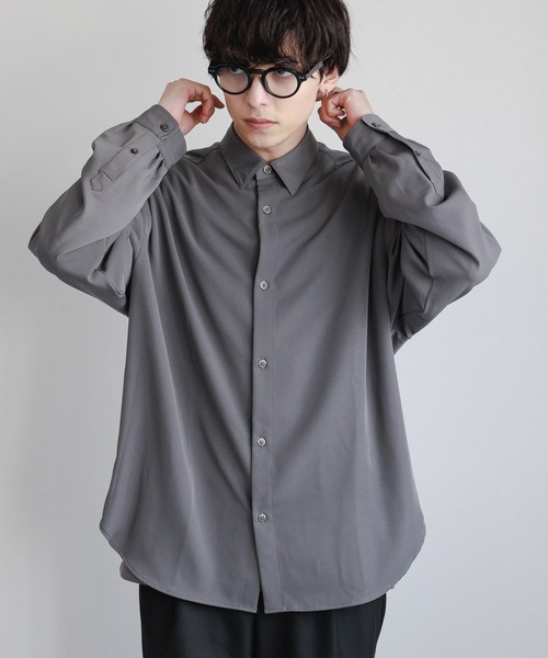 セール】【LUXURY+EASY】DRAPE CLEAN SHIRTS / ラグイージーオーバー