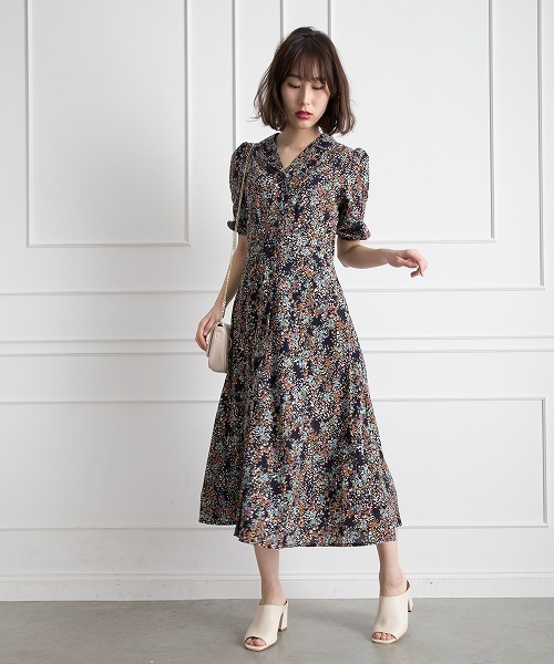 Libby&Rose（リビーアンドローズ）の「花柄オープンカラー七分袖