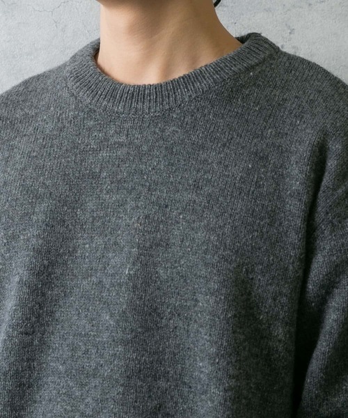 セール】『XLサイズあり』シェットランドウールクルーネックニット