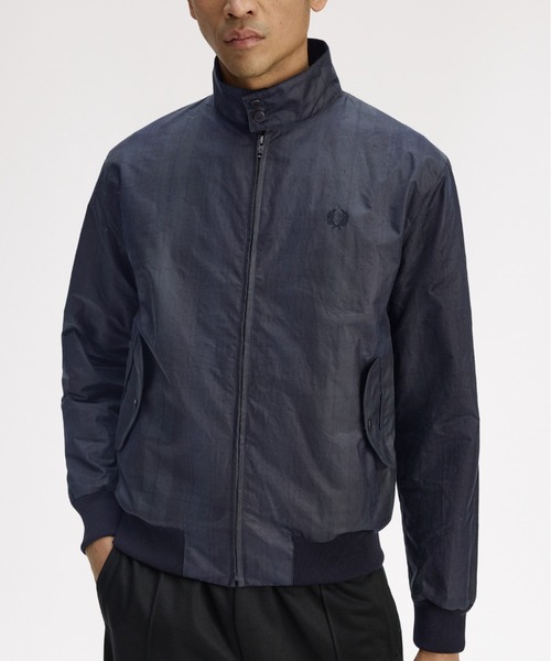 セール】Black Watch Tartan Waxed Harrington Jacket／ブラック