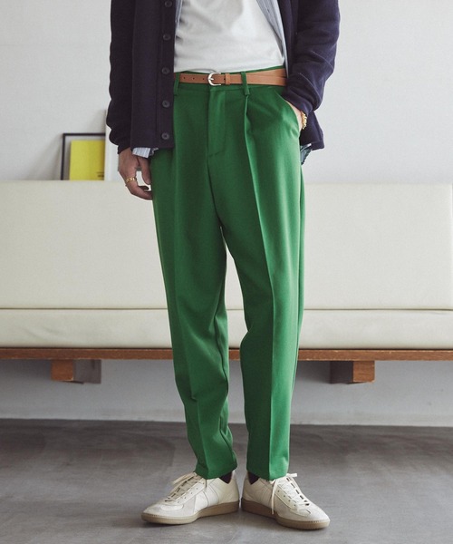 TRストレッチスーツ地 ワンタック テーパードセミワイドパンツ EMMA