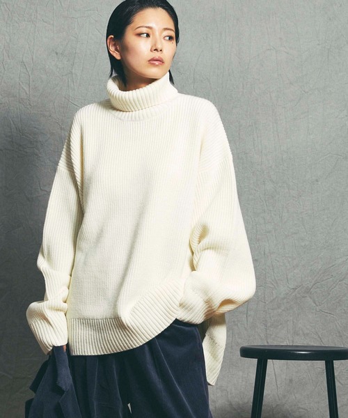 ユニセックスアイテム》プライムオーバー畦タートルネックニットプル