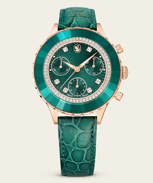 公式】【スワロフスキー】Octea chrono ウォッチ, スイス製, レザー