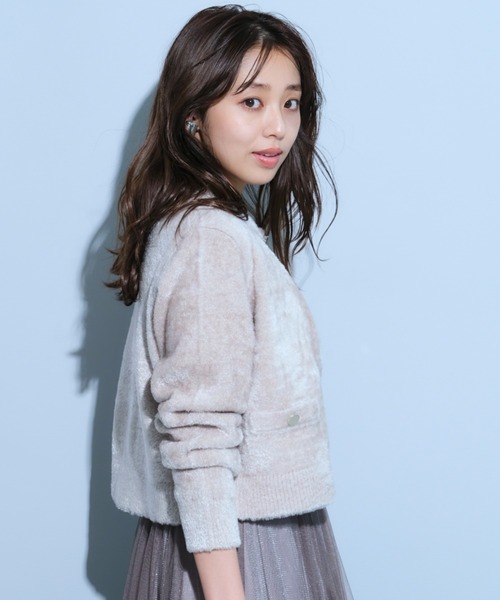 JUSGLITTY（ジャスグリッティー）の「ラメベロアカーディガン（ニット