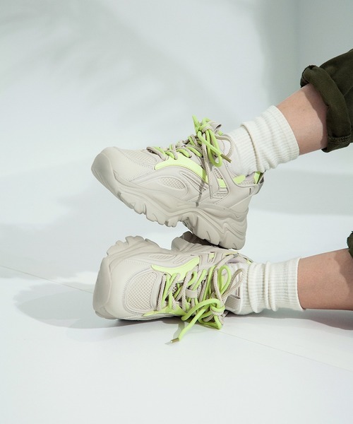 軽量/284g/厚底/5cm/カップインソール】カラーラインスニーカー ALL