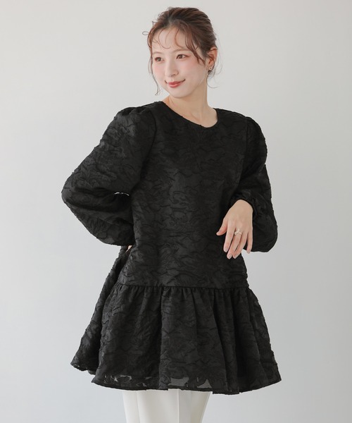 ジャガードパフスリーブチュニック（その他トップス）｜Fit more