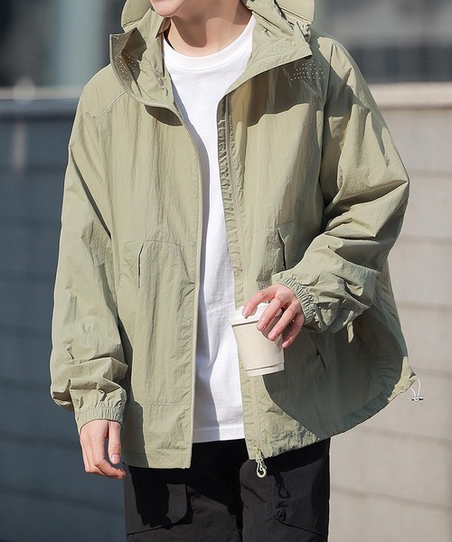 セール】フード付きアウトドアジャケット UVカット 軽量ジップパーカー