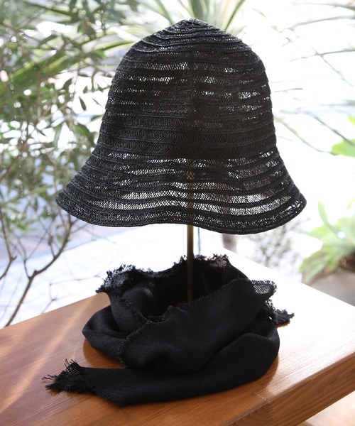 セール】【La Maison de Lyllis】スカーフ付きクロシェバケットハット
