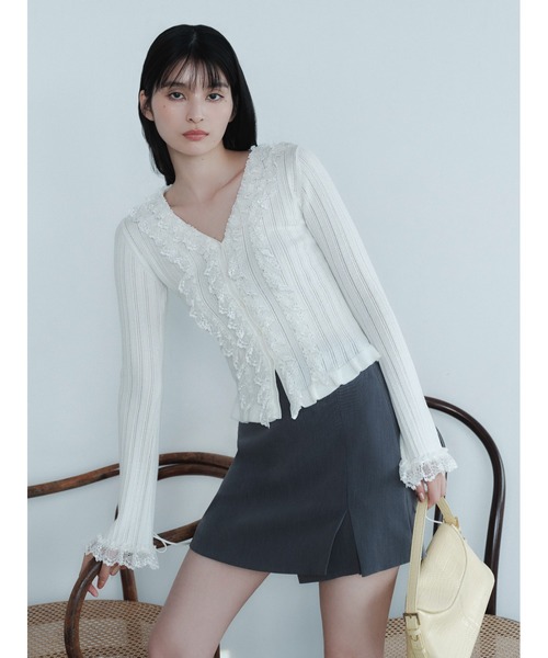 フリルレースコンビニットカーデ（カーディガン/ボレロ）｜FRAY I.D