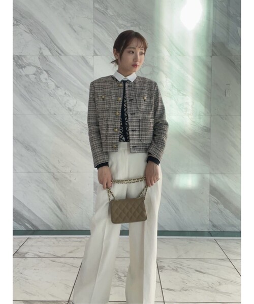 セール】DEVEAUXツイードジャケット（ノーカラージャケット