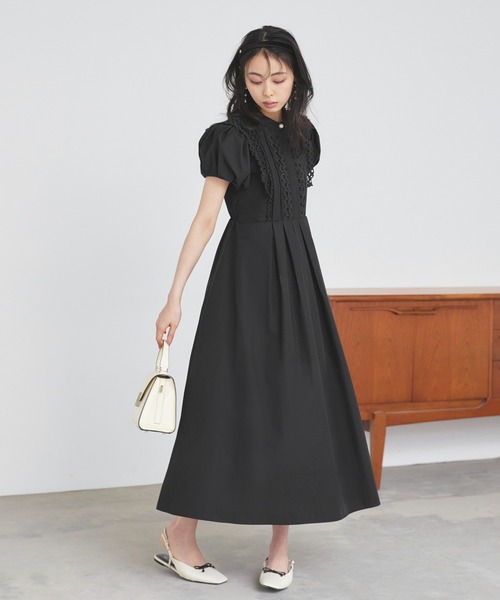 洗える ｜ スタンドカラー レース シャツ ワンピース ｜ レディース