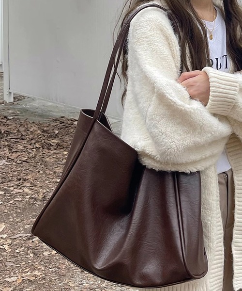 PUレザースクエア大容量トートバッグ（トートバッグ）｜IRADOWL