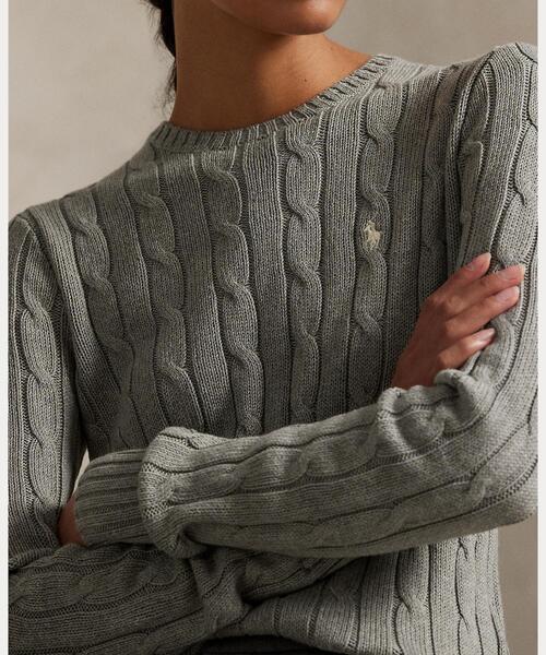 ケーブルニット コットン クルーネック セーター（ニット/セーター