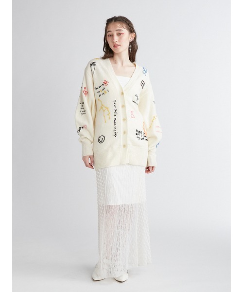 FURFUR（ファーファー）の「【限定カラー】メッセージ刺繍カーディガン