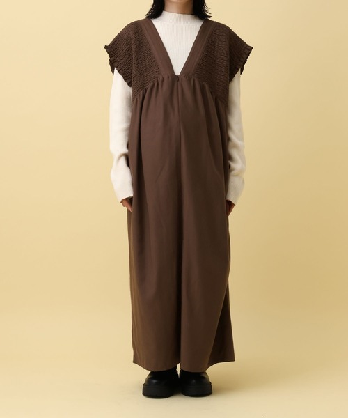 セール】【産前・産後対応】マタニティ／シャーリングワンピースAW