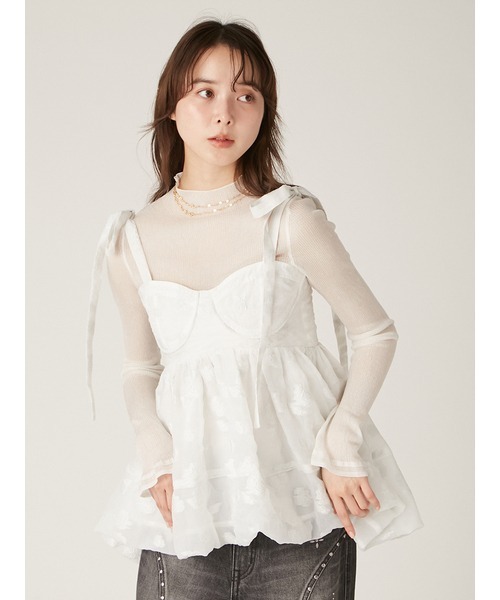 LILY BROWN（リリーブラウン）の「シアージャガードペプラムトップス