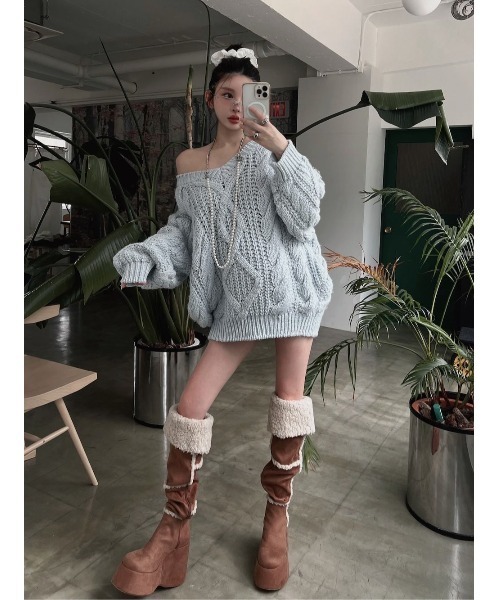 Darich（ダーリッチ）の「フェイクムートンニーハイブーツ（ブーツ