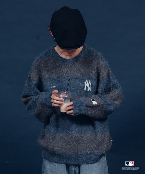 Perushu（ペルーシュ）の「Perushu ×MLB モヘアタッチボーダーニット