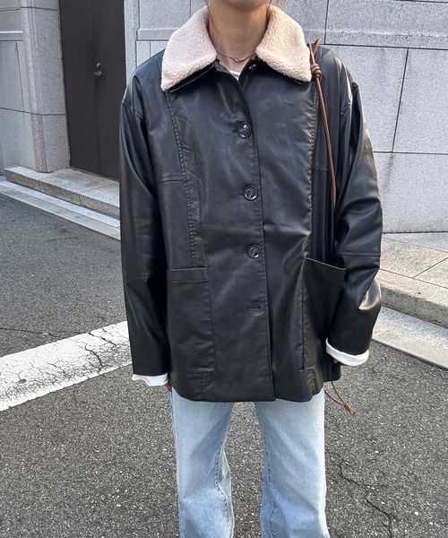 セール】ボアカラーレザージャケット(chiica select) / ライダース