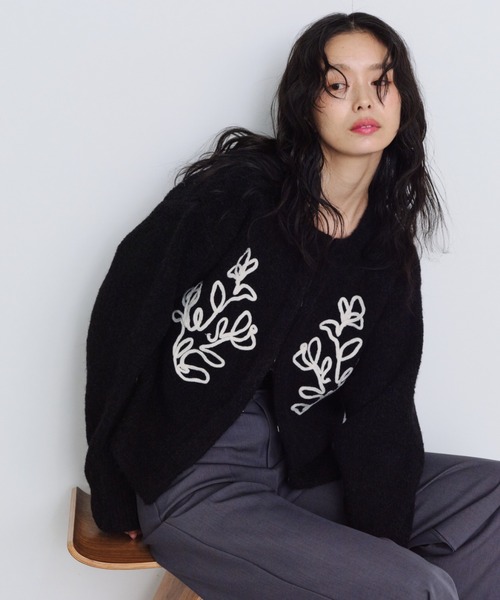 セール】テープ刺繍カーディガン（ニット/セーター）｜Shelly island