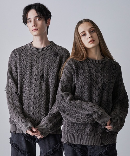 CLEL】High Vintage Design Damage Knit / ハイヴィンテージデザイン
